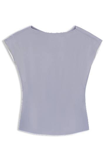 Tielko BOSS Slim Fit Satin Blouse with Draped Neckline Šedá | 50541815, 0