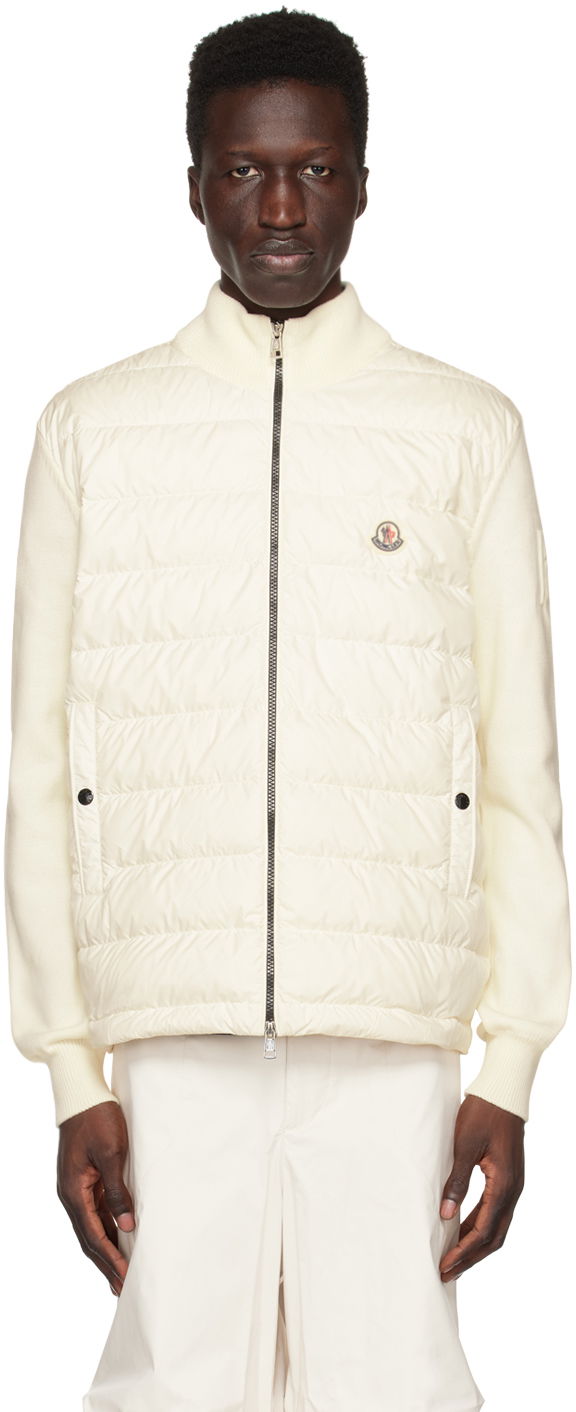 Sveter Moncler Mock Neck Down Cardigan Biela | I10919B00007M1115, 0