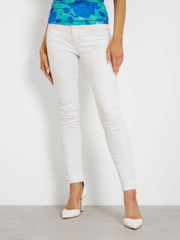 Nohavice a džínsy GUESS Mid Rise Skinny Denim Pant Biela | W4GA34D4PV3, 0