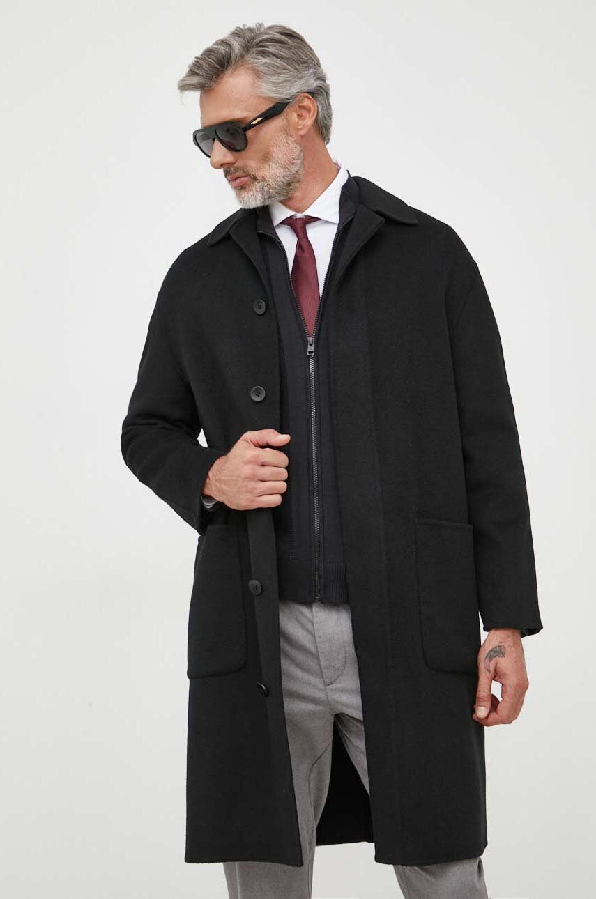 Kabáty CALVIN KLEIN Double Face Patch Pocket Coat Čierna | K10K111601, 0