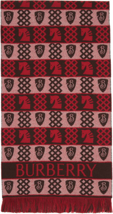 Šál Burberry Burberry Chess Fair Isle Wool Scarf Červená | 8115320, 0