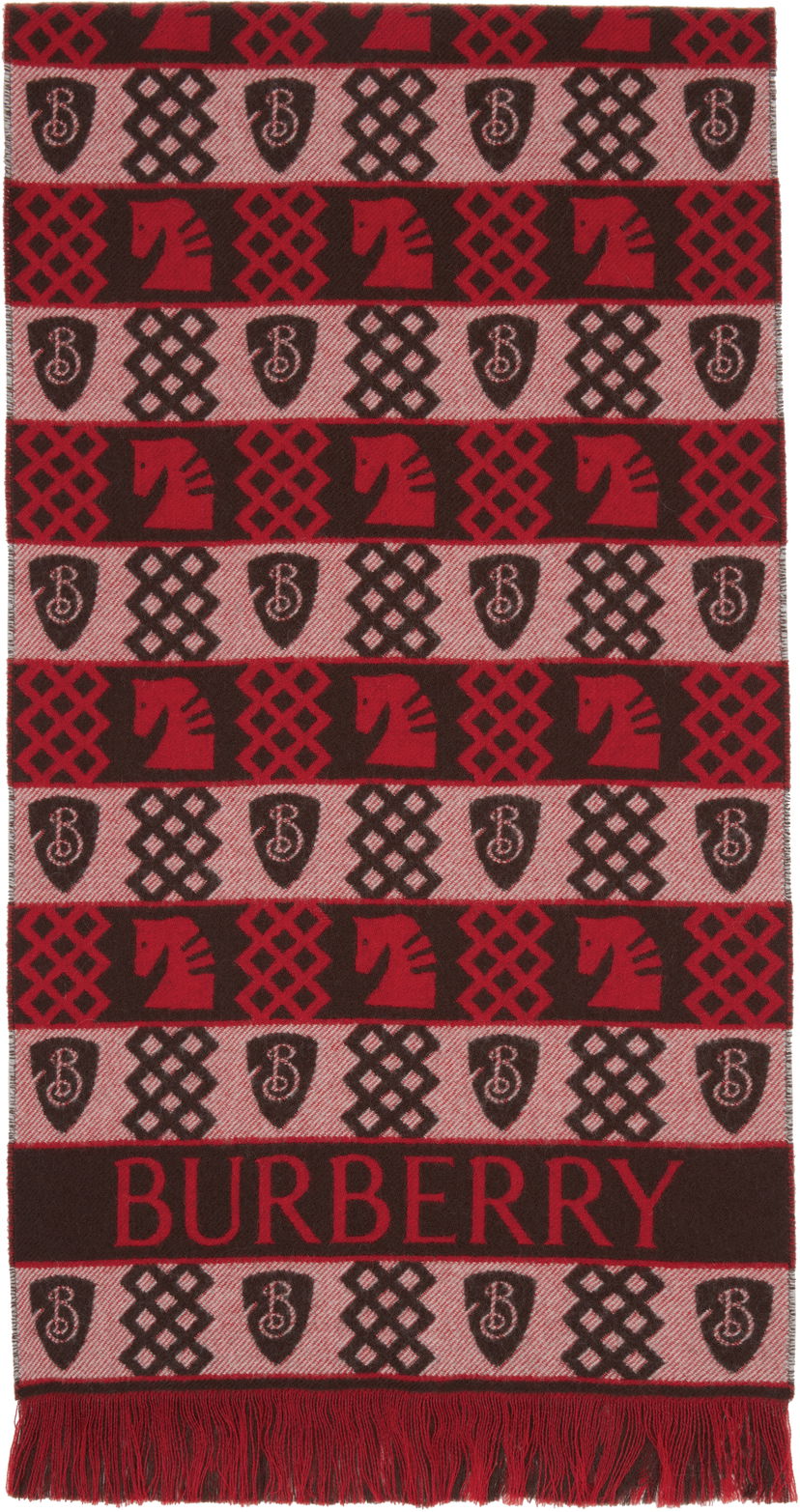 Šál Burberry Burberry Chess Fair Isle Wool Scarf Červená | 8115320