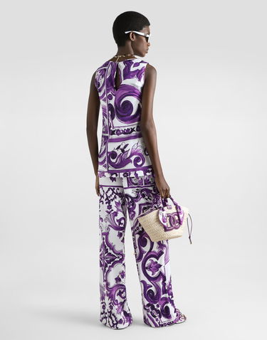 Tielko Dolce & Gabbana Dolce & Gabbana Majolica-Print Sleeveless Top Fialová | F7AV2TFS8C0IP3TN, 2
