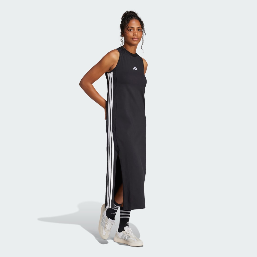 Šaty adidas Performance 3-Stripes Long Racerback Dress Čierna | JE1208, 1