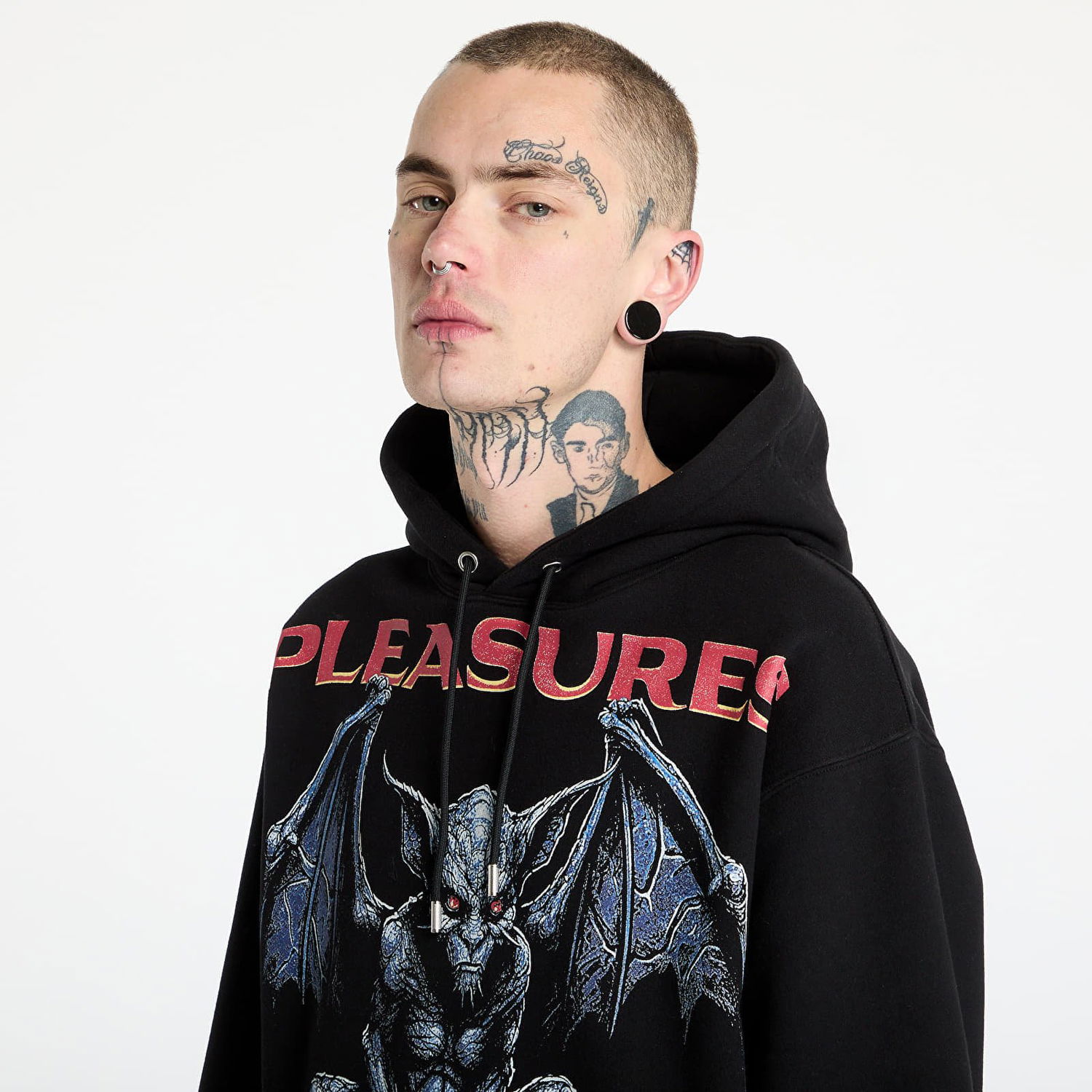 Mikina Pleasures PLEASURES Gargoyle Hoodie Čierna | P25SP015 BLACK, 1