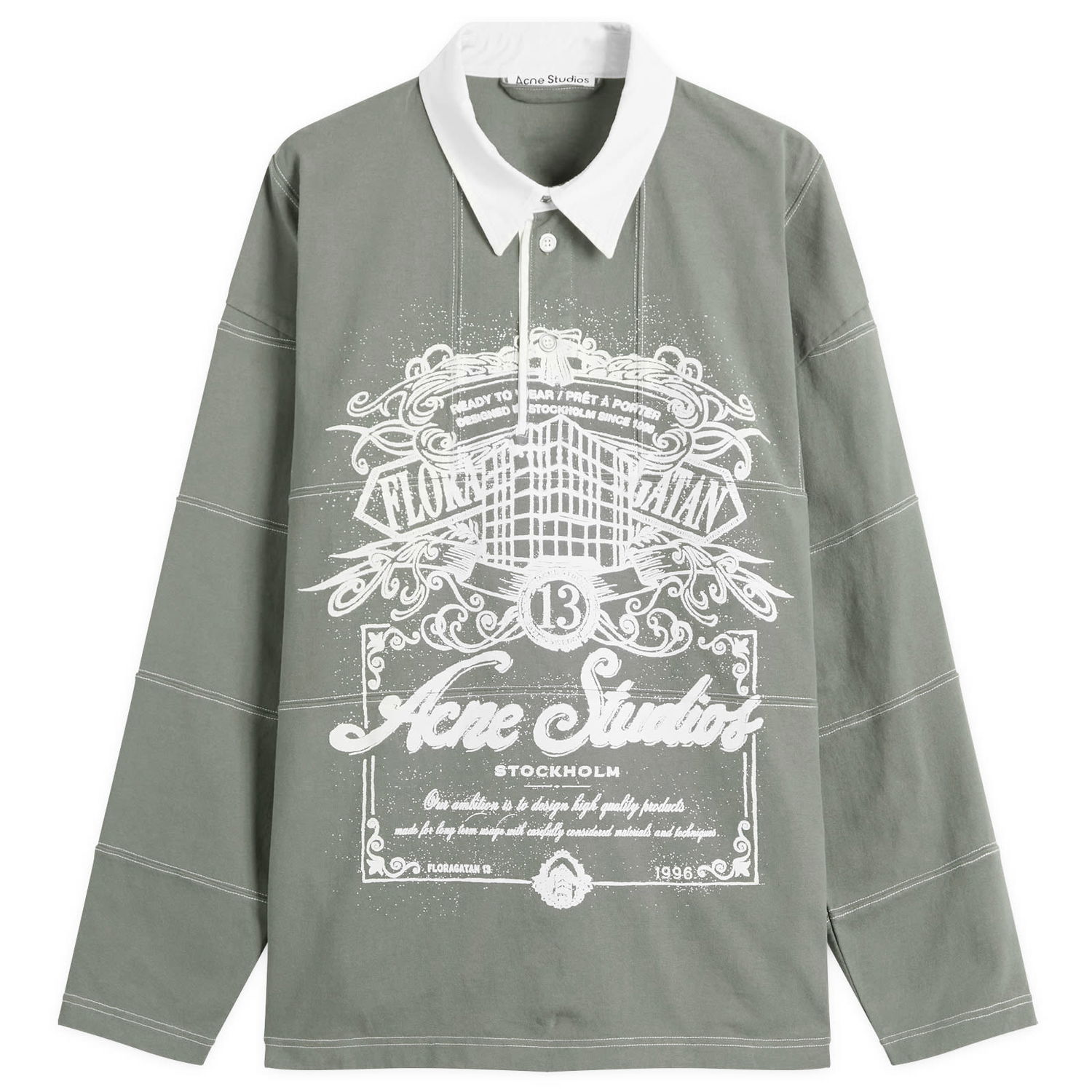 Polo tričko Acne Studios Erber U Venice Logo Rugby Shirt, Size Small Zelené | CL0396-DSQ, 0