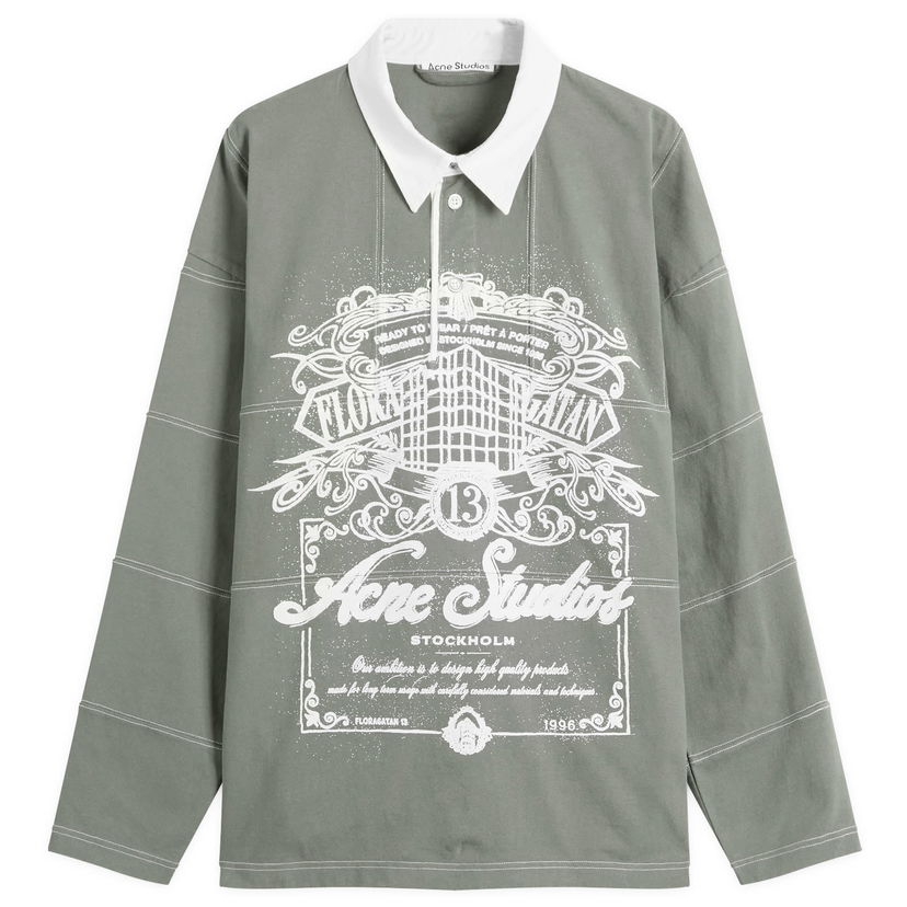 Polo tričko Acne Studios Erber U Venice Logo Rugby Shirt, Size Small Zelené | CL0396-DSQ