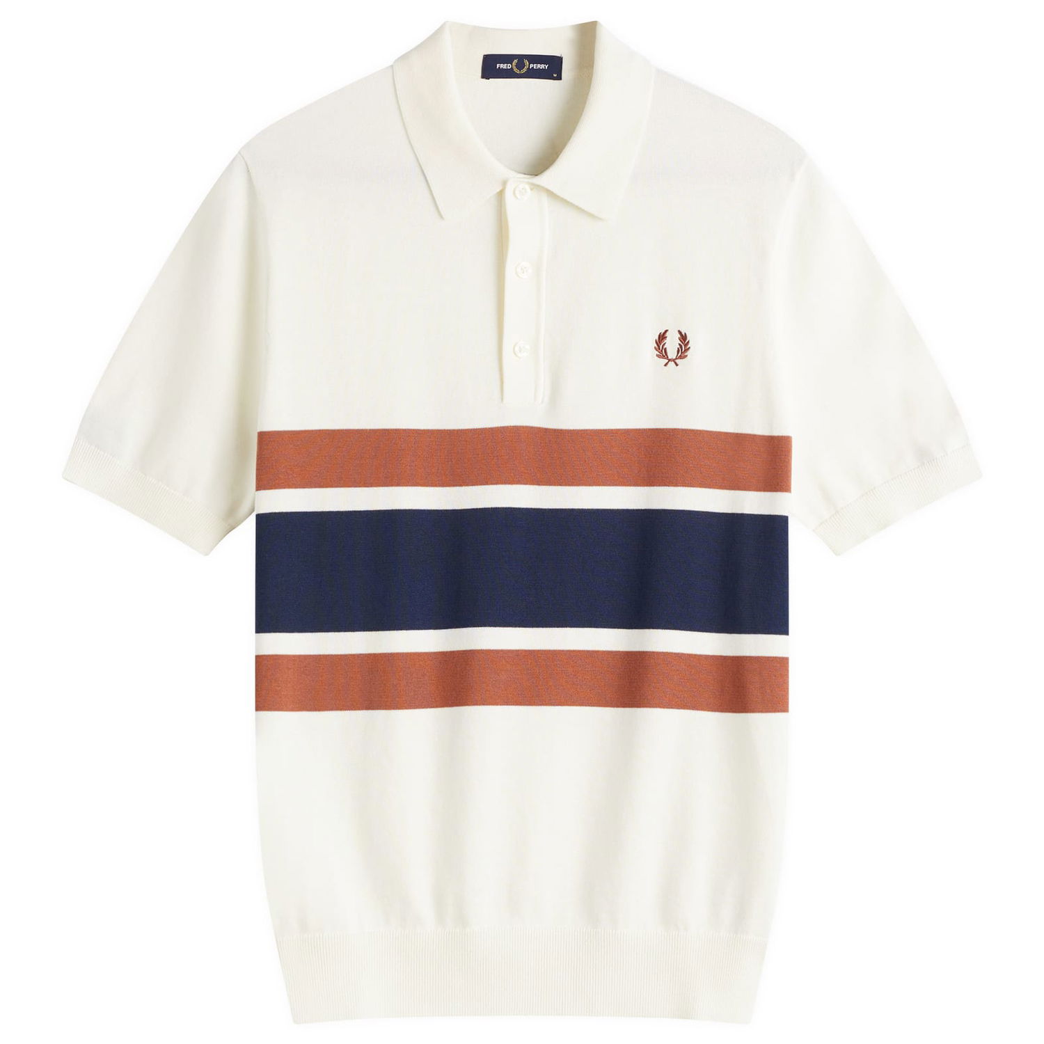 Polo tričko Fred Perry Fred Perry Knitted Polo Shirt with Stripes Biela | K9709-760, 1