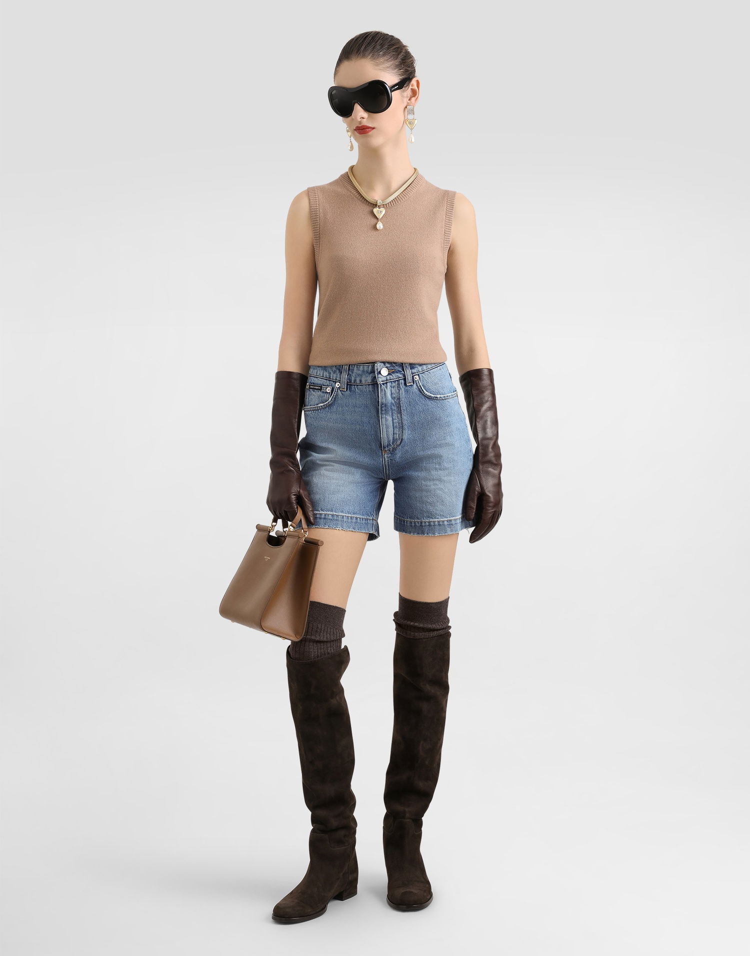 Sveter Dolce & Gabbana Dolce & Gabbana Cashmere Sleeveless Sweater Béžová | FXT61ZJDVC2M2186, 1