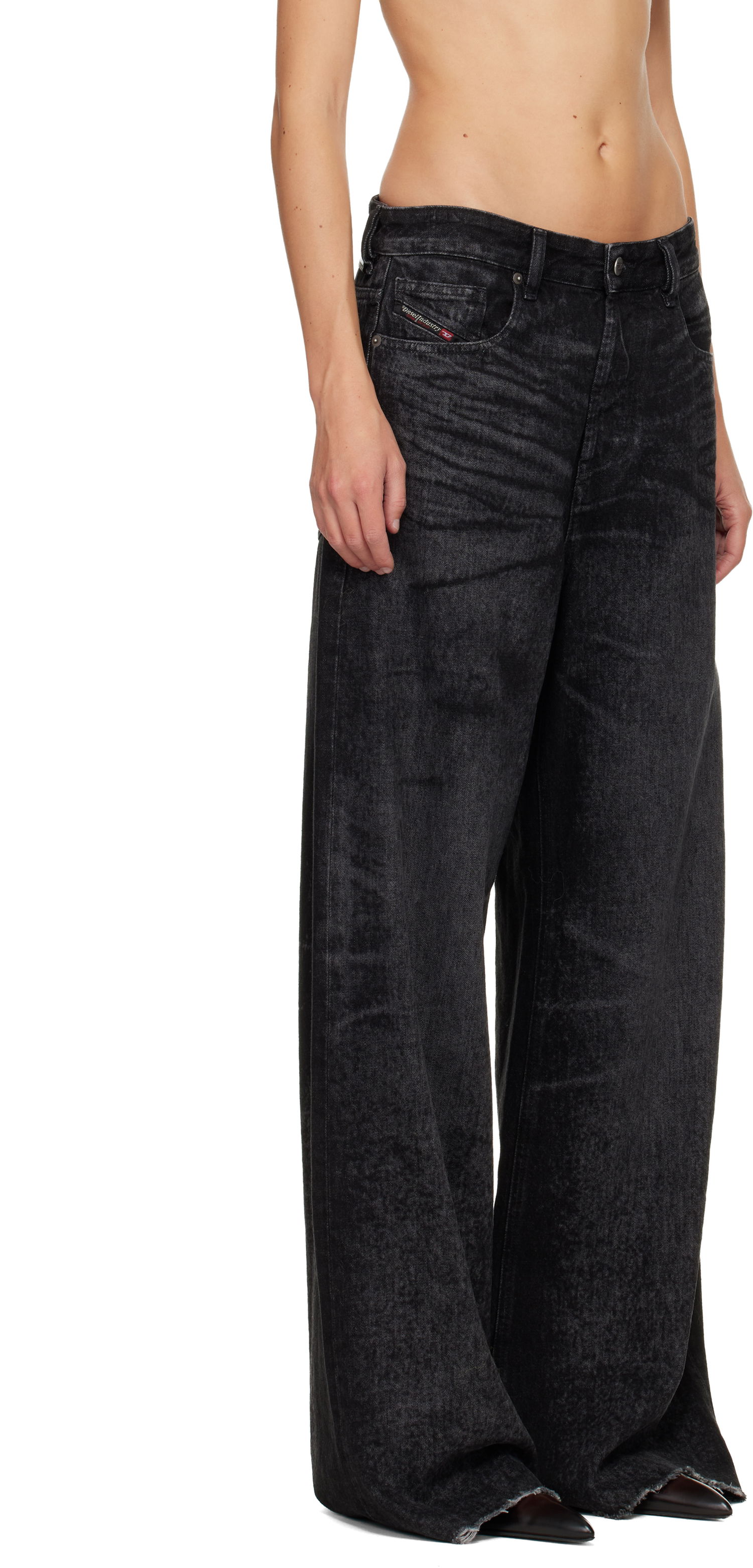 Džínsy Diesel 1996 D-Sire Distressed Wide-Leg Jeans Čierna | A21497 007DB, 1