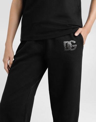 Tepláky Dolce & Gabbana Dolce & Gabbana Jersey Jogging Pants with Rhinestone DG Logo Čierna | FTC91ZGDCXWN0000, 3