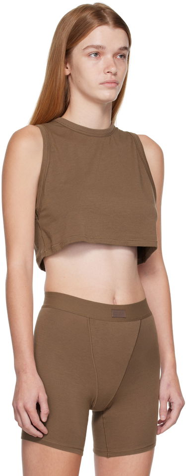 Tielko SKIMS SKIMS Boyfriend Sleep Crop Tank Top Hnedá | Ap-tnk-1372, 1