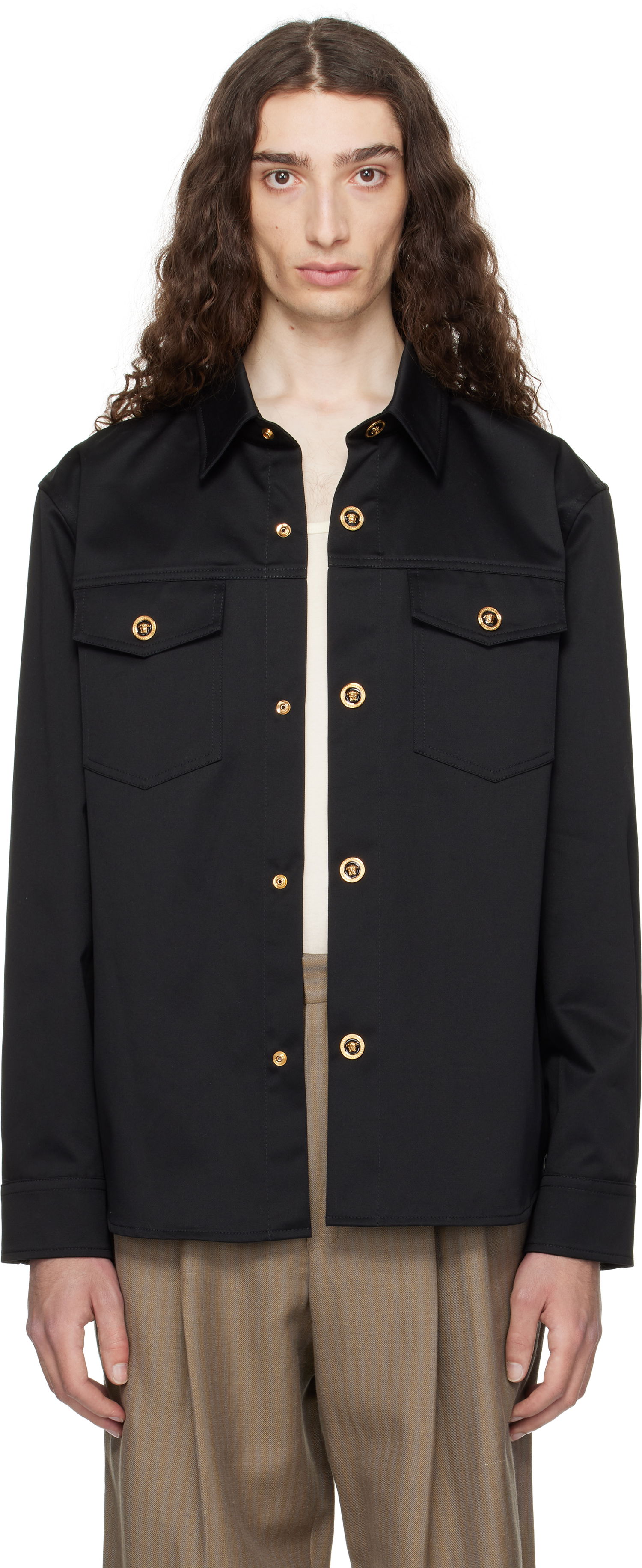 Košeľa Versace Versace Gabardine Overshirt Čierna | 1017413_1A01718, 0
