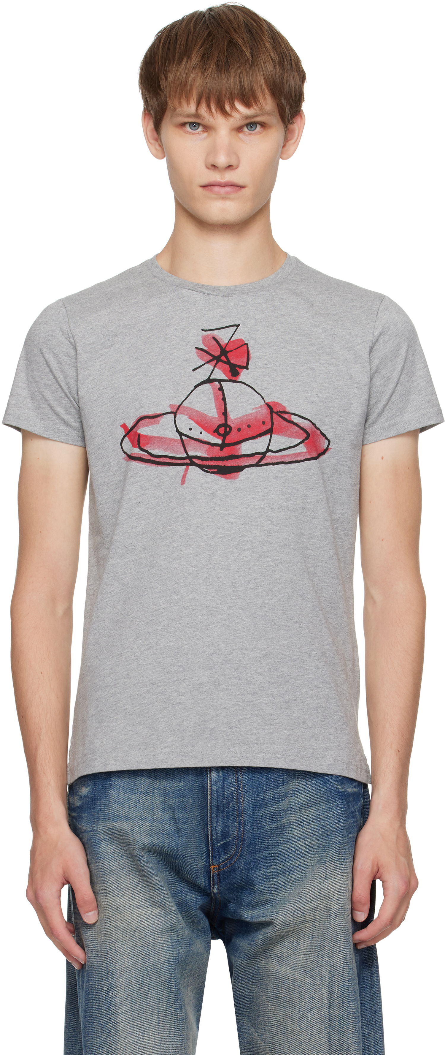 Tričko Vivienne Westwood Vivienne Westwood Drawn Orb T-Shirt Šedá | 3G01003X-J001M-, 0