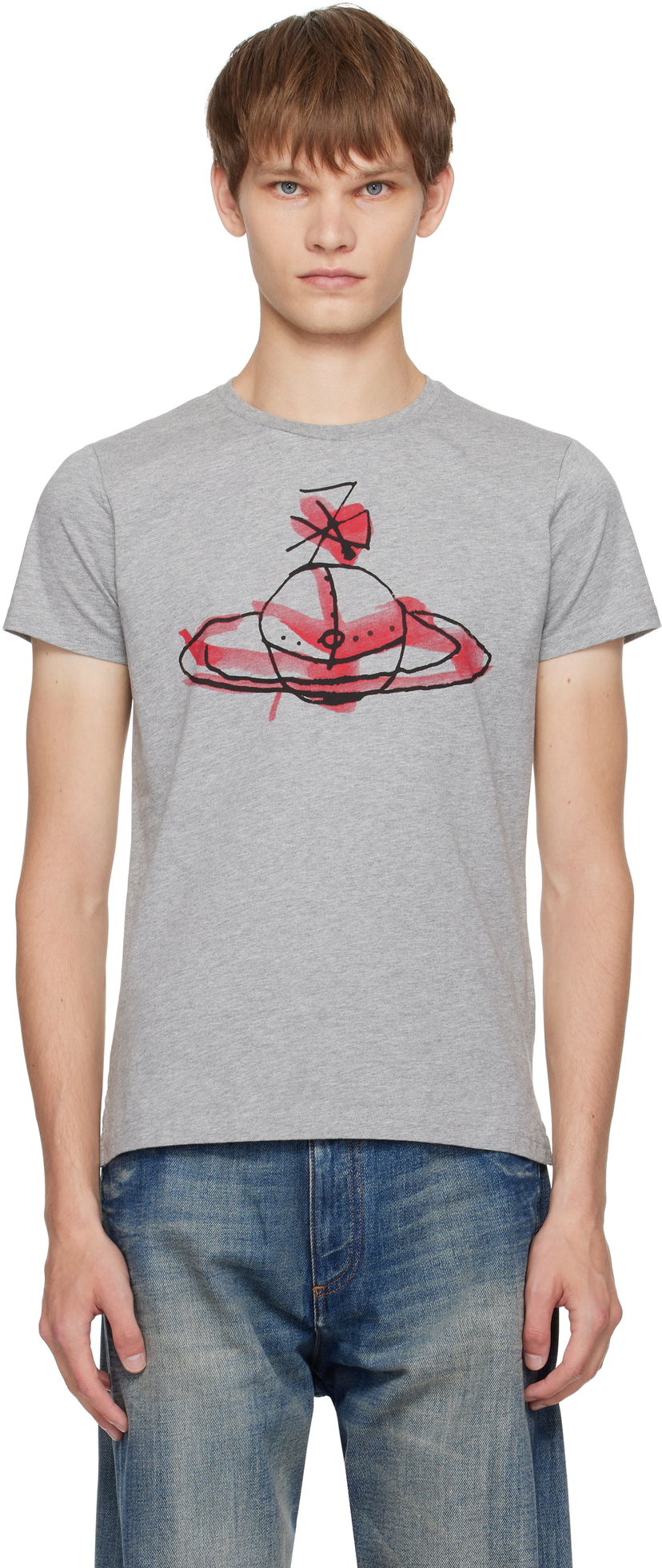 Tričko Vivienne Westwood Vivienne Westwood Drawn Orb T-Shirt Šedá | 3G01003X-J001M-