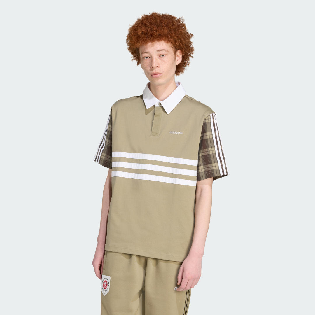 Polo tričko adidas Performance Plaid Rugby Polo Shirt Béžová | JV7739, 0