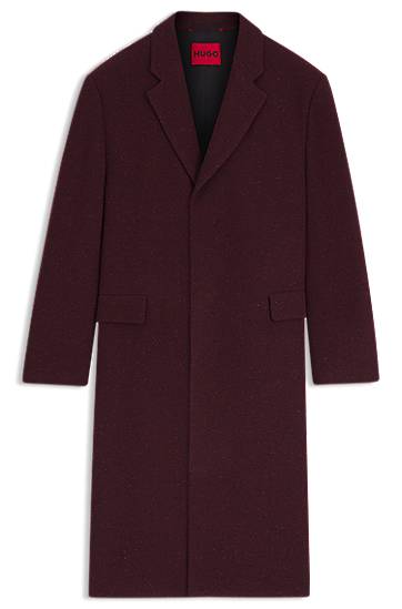 Kabáty BOSS Regular-fit long-length tweed coat Vínová | 50549279