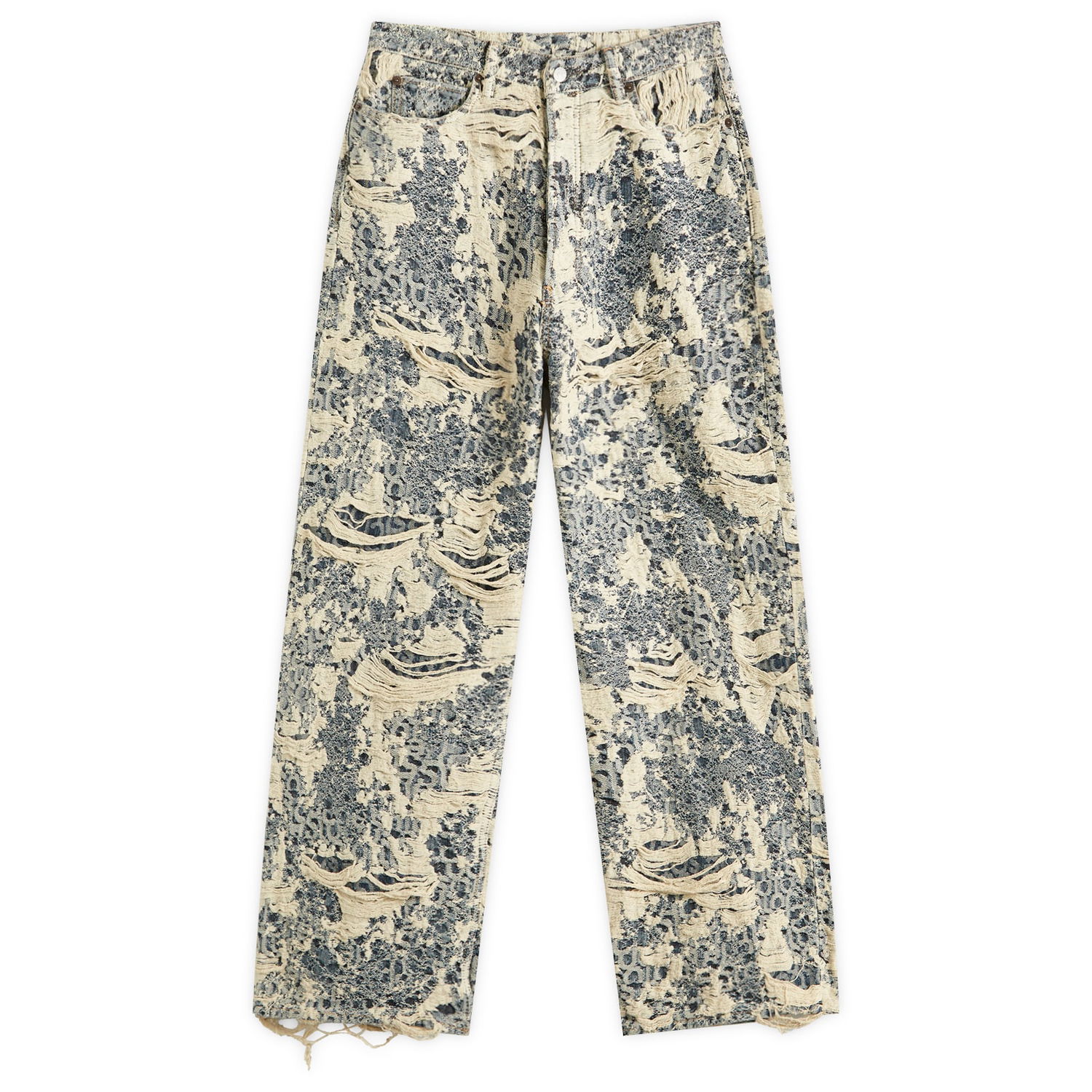 Džínsy Acne Studios 1981 U Distressed Monogram Loose Fit Jeans, Size Large Béžová | C00080-863, 0