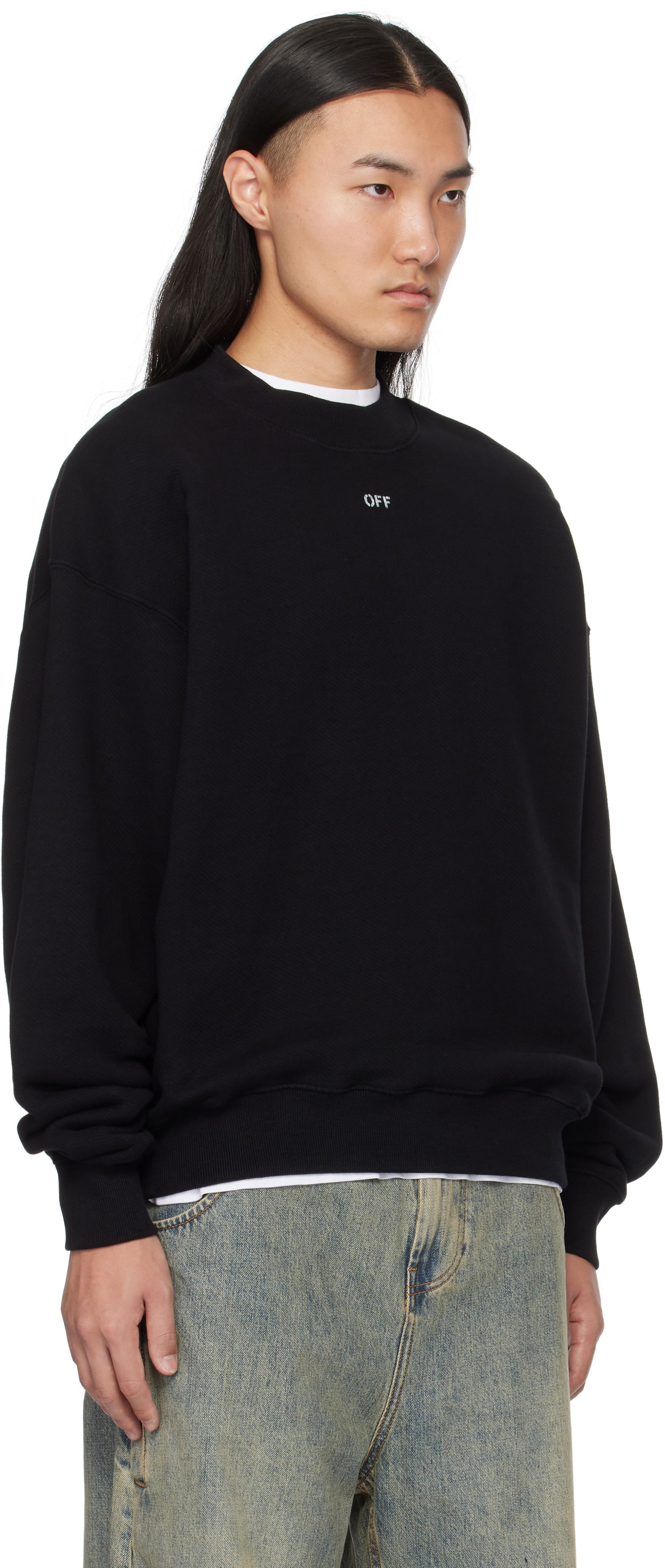 Mikina Off-White Black Off Stamp Skate Crewneck Sweatshirt Čierna | OMBA054C99FLE0061001, 1