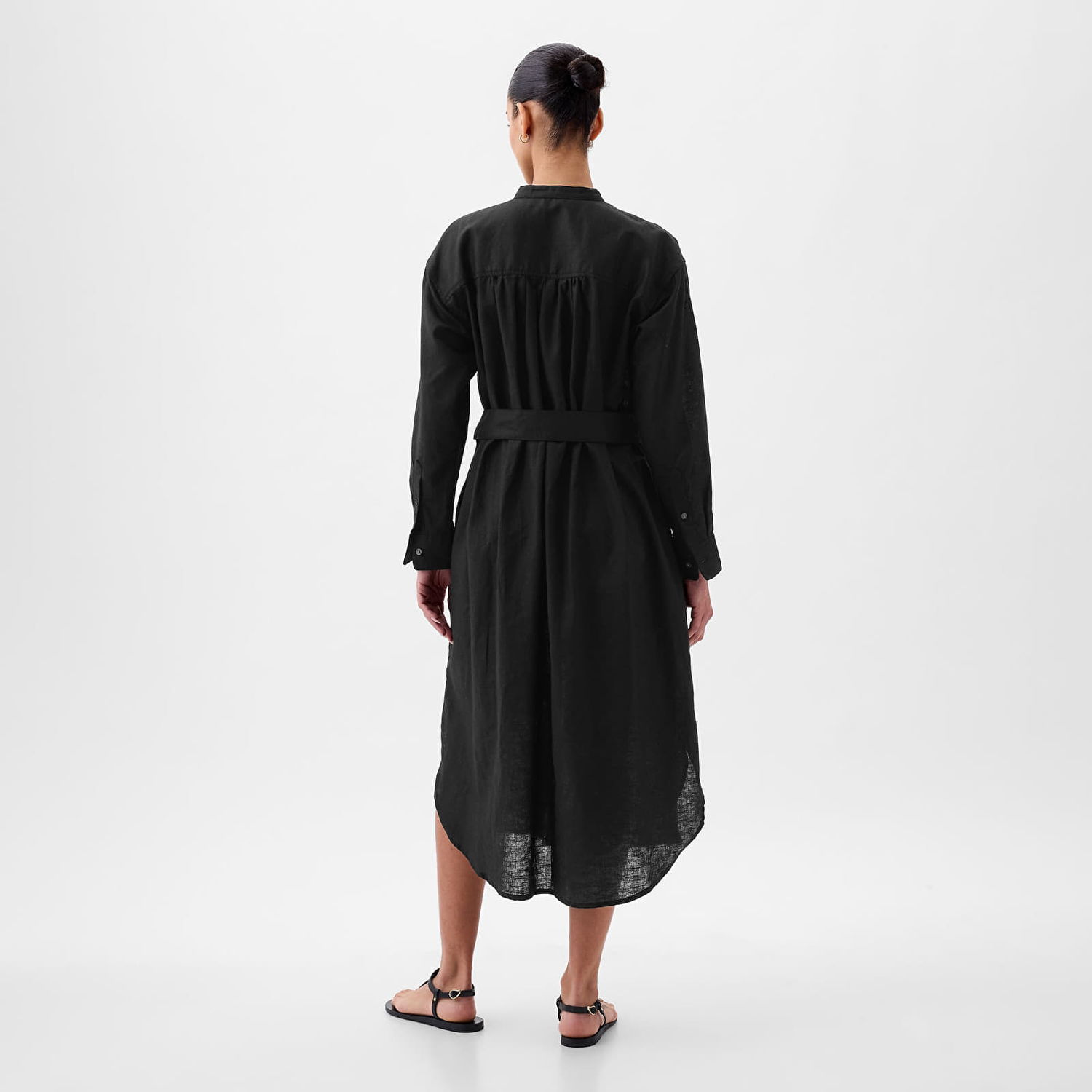 Šaty GAP Dresses Longsleeve Linen Maxi Dress Black Čierna | 857614-00, 1