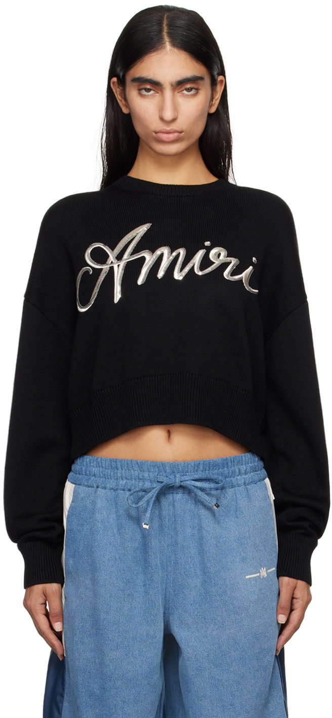 Sveter AMIRI Amiri Swirl Cropped Sweater Čierna | AWKNCW1011, 0