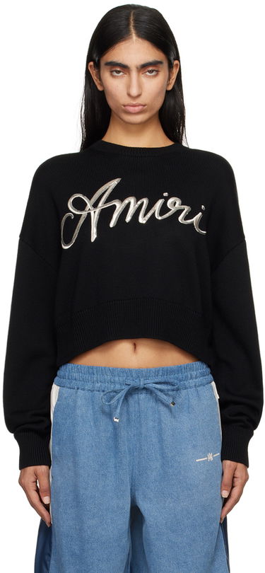 Sveter AMIRI Amiri Swirl Cropped Sweater Čierna | AWKNCW1011, 0