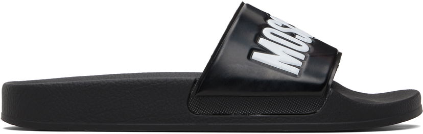 Tenisky a topánky Moschino Rubber Logo Pool Slides Čierna | MB28022G0O G10 PVC