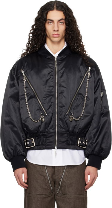 Bomber bunda Chopova Lowena Chopova Lowena SSENSE Exclusive Helter Oversized Asymmetric Zip Chain Detail Bomber Jacket Čierna | 5326E, 0