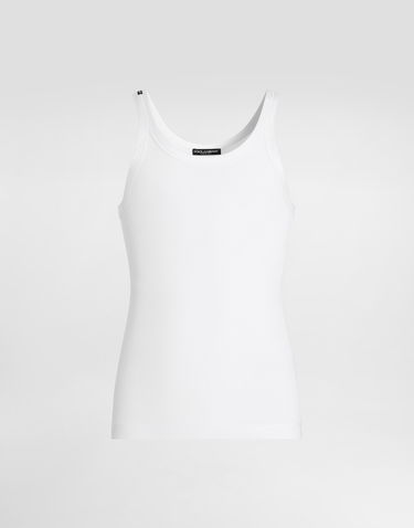 Tielko Dolce & Gabbana Dolce & Gabbana Fine-Rib Slim-Fit Tank Top Biela | G8PA8TG7O6RW0800, 0