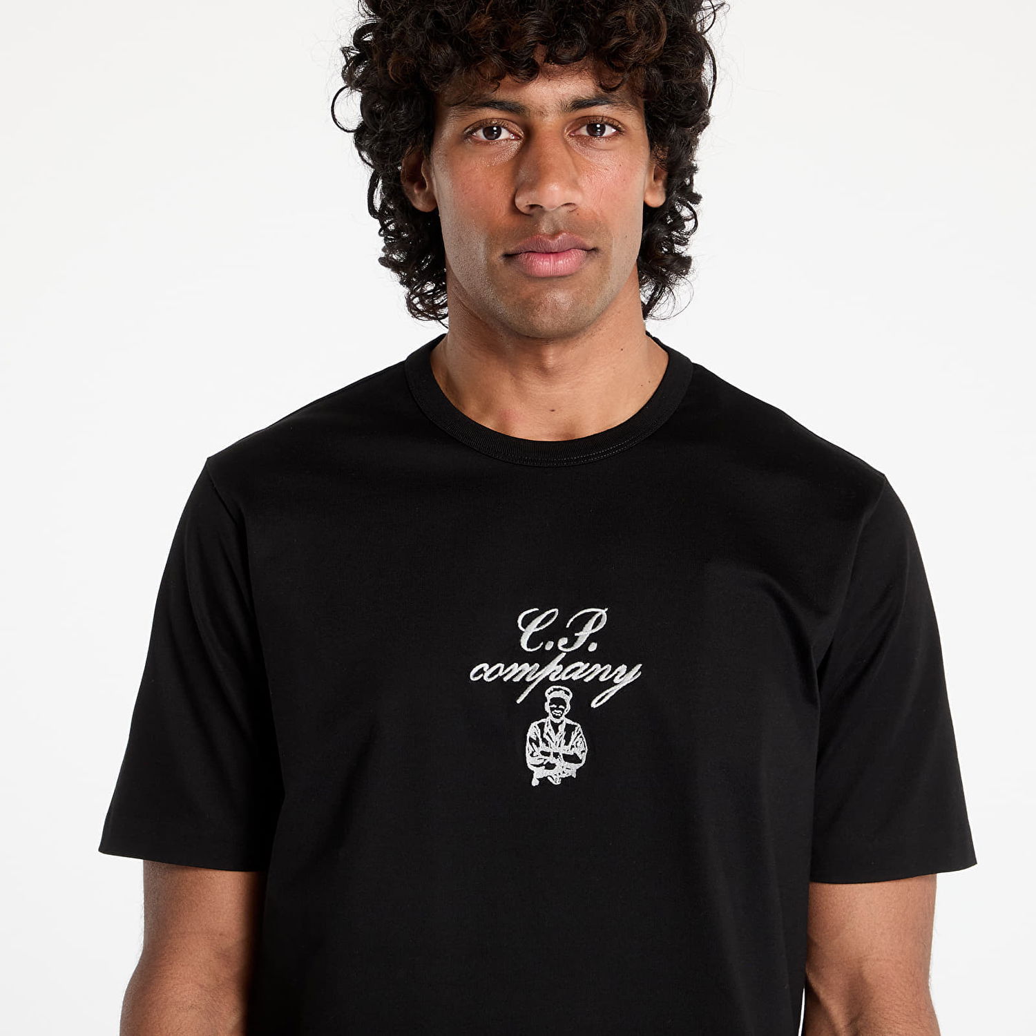 Tričko C.P. Company C.P. Company 30/2 Mercerized Jersey Twisted Embroidery T-Shirt Čierna | 18CMTS109A110301W-999, 1