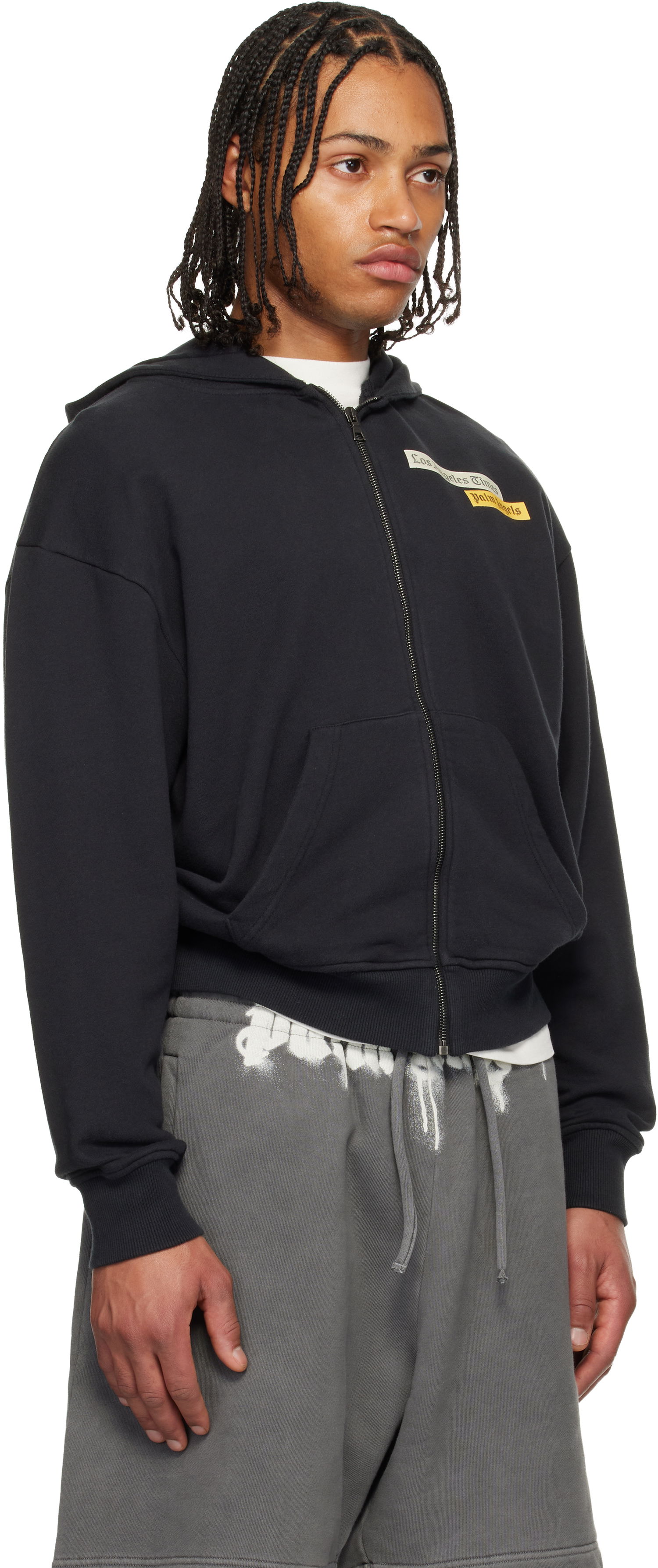 Mikina Palm Angels LA Times Edition News Zip Hoodie Čierna | PMBE029F25FLE0011003, 1