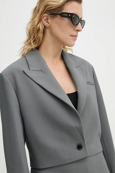 Bunda Nanushka Single-Button Cropped Blazer Šedá | NW24PFSG18655, 0