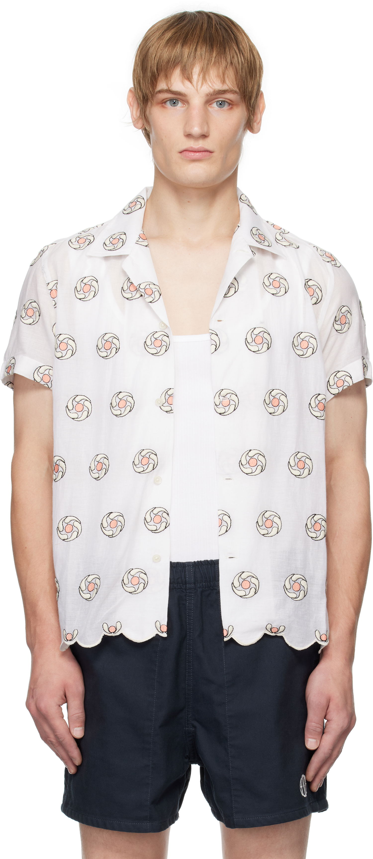 Košeľa Bode Floral Aperture Short Sleeve Biela | MRF24SH049, 0