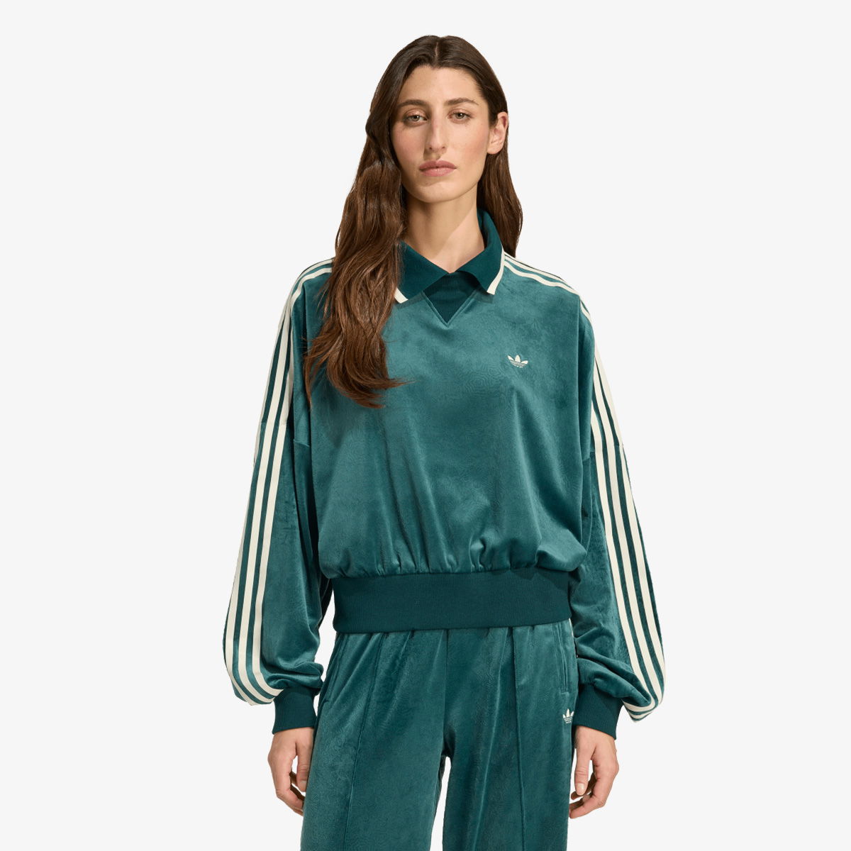 Mikina adidas Originals adidas Originals X Liberty London Velour Polo Sweatshirt Zelené | JW5274, 1