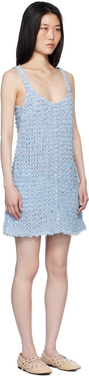 Šaty Stella McCartney Stella McCartney Women's Bouclé Denim Minidress Modrá | 6D03483SQH06, 1