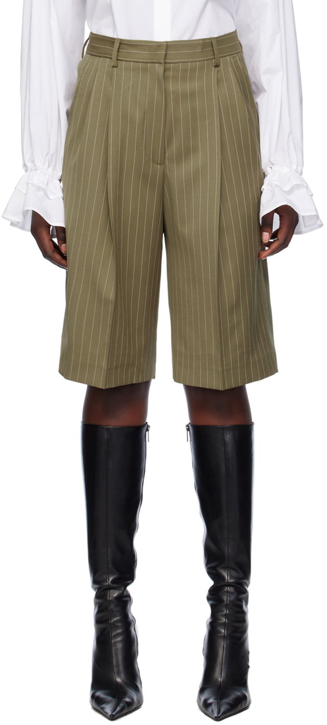 Šortky MSGM Pinstripe Shorts "Khaki" Zelené | 3641MDB01 247117, 0