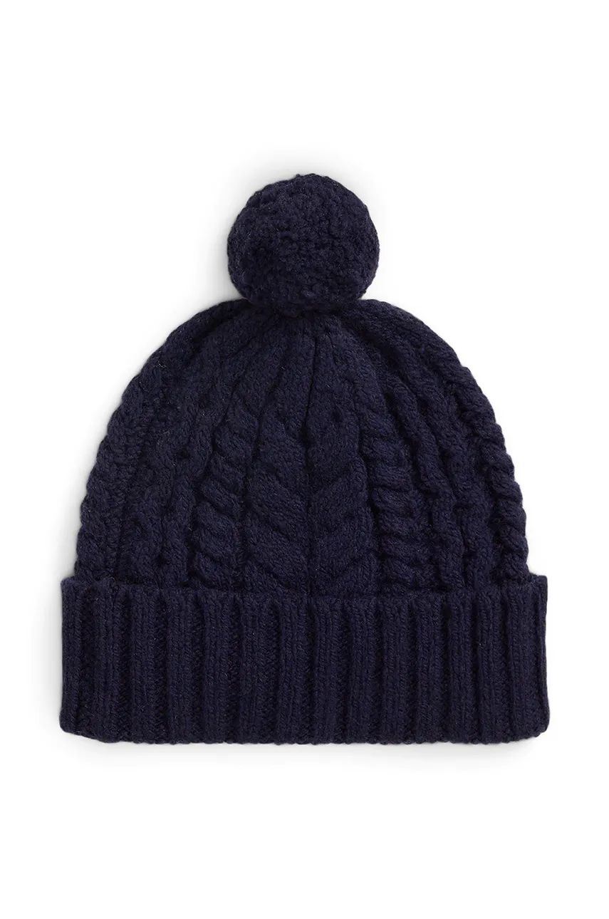 Cable-Knit Wool Beanie With Pompom