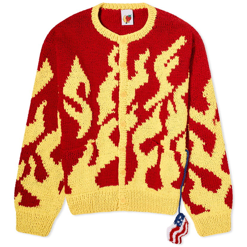 Sveter Sky High Farm Flame Crew Neck Cardigan Červená | SHF05N009-RED