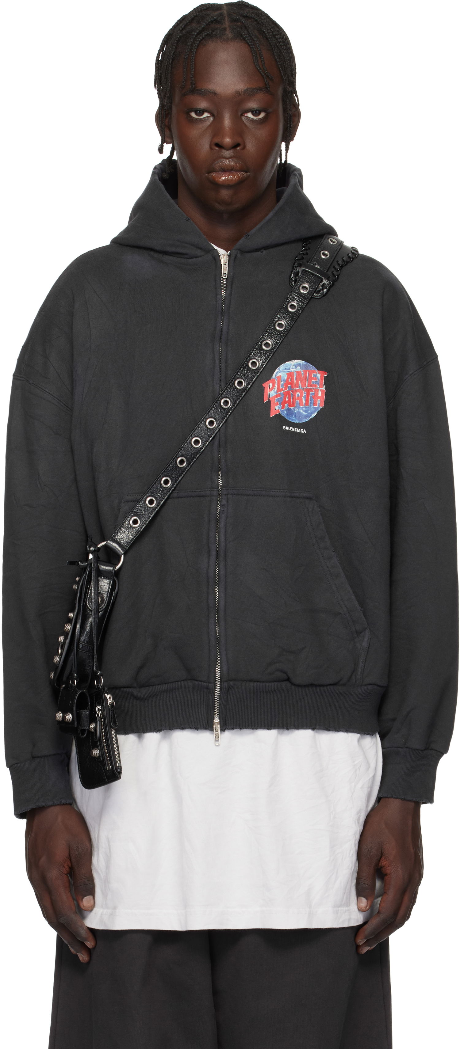 Mikina Balenciaga Balenciaga 'Planet Earth' Zip Hoodie Čierna | 803264TRVD11055, 0