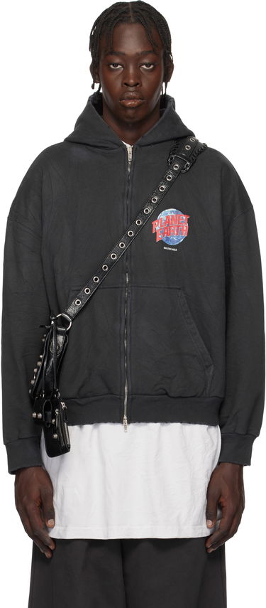 Mikina Balenciaga Balenciaga 'Planet Earth' Zip Hoodie Čierna | 803264TRVD11055, 0