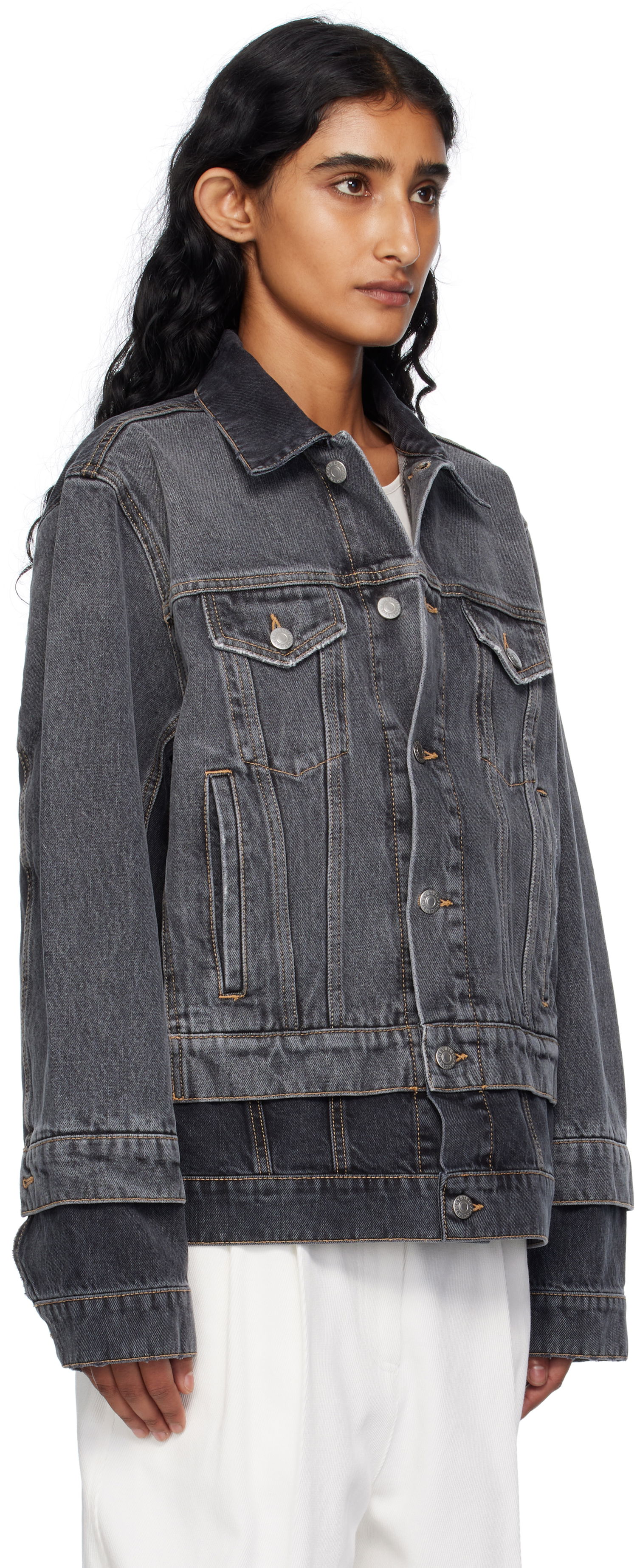 Bunda Stella McCartney Stella McCartney Tonal Panelled Denim Jacket Šedá | 6D03443SQH30, 1