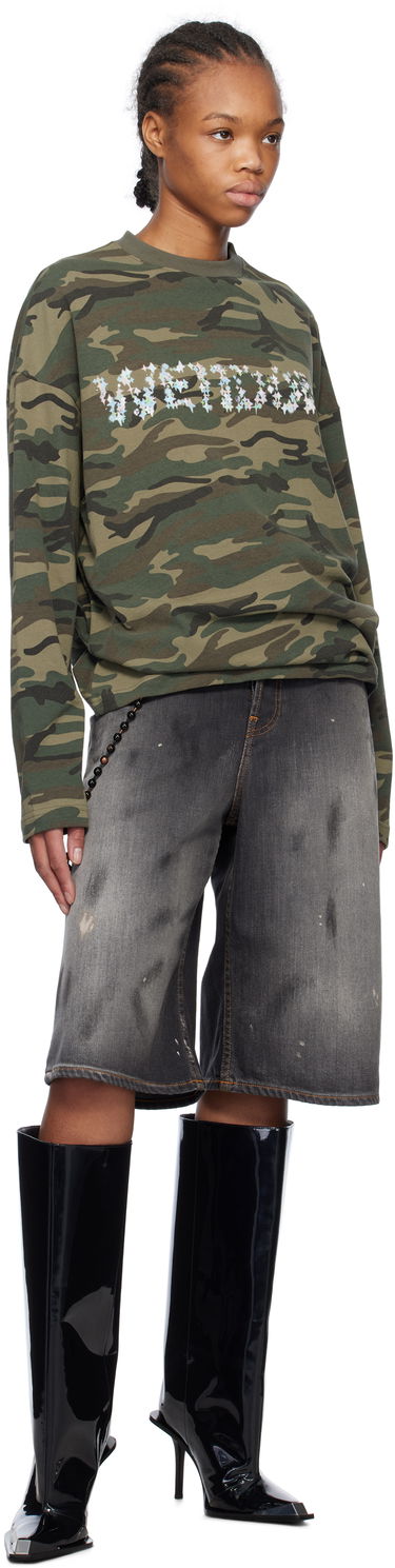 Tričko We11done We11done Sparkle Logo Camo Long Sleeve T-Shirt Zelené | WD-TT0-25-742-U-MX, 3