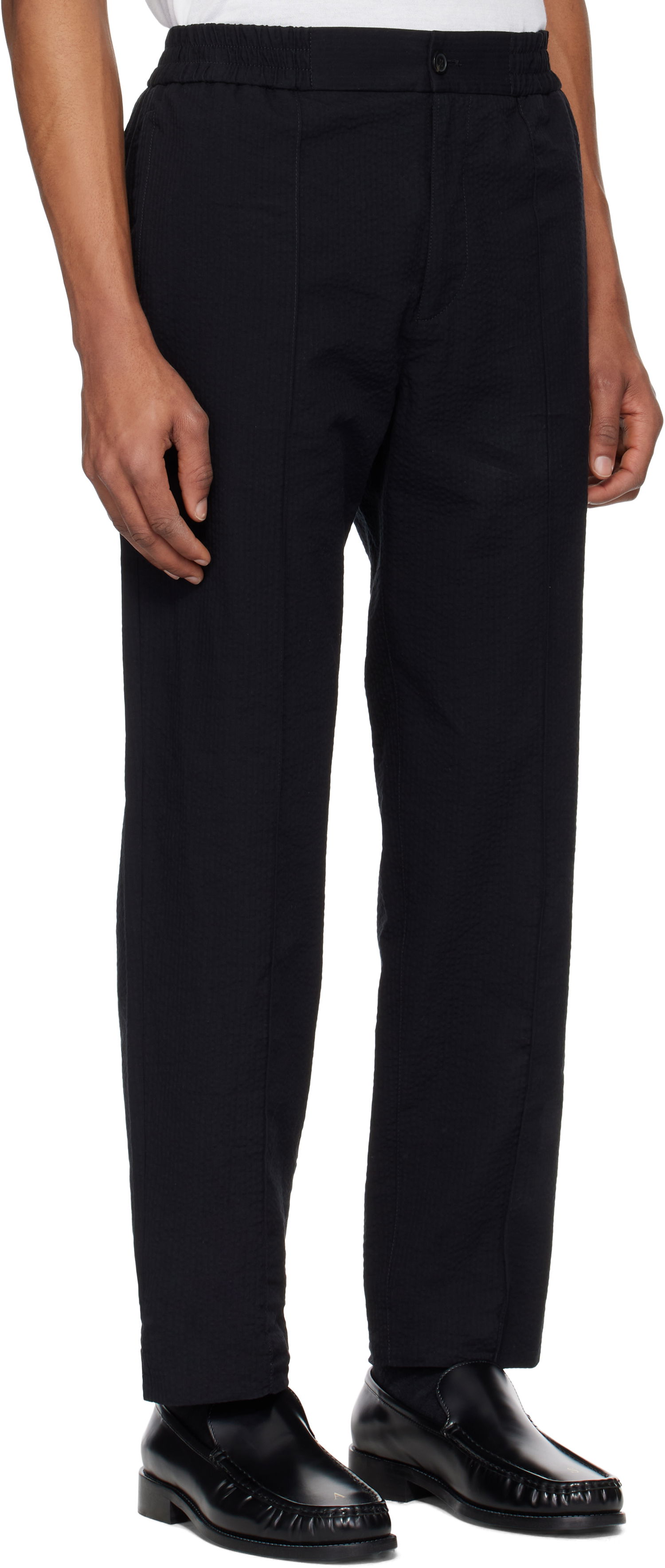 Nohavice A.P.C. A.P.C. Joaquin Textured Straight-Leg Trousers Čierna | COGXU-H08454, 1