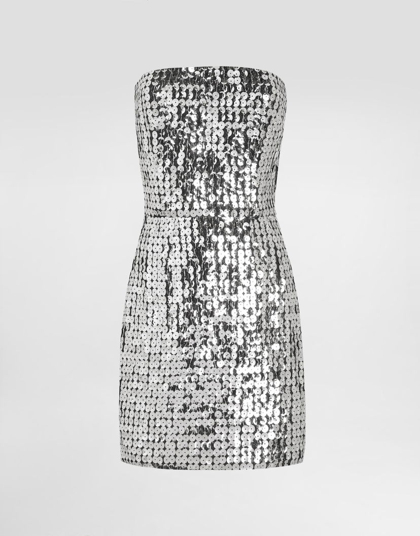 Šaty Dolce & Gabbana Dolce & Gabbana Sequin Dress Metalická | F60ELTFLSL3S0998