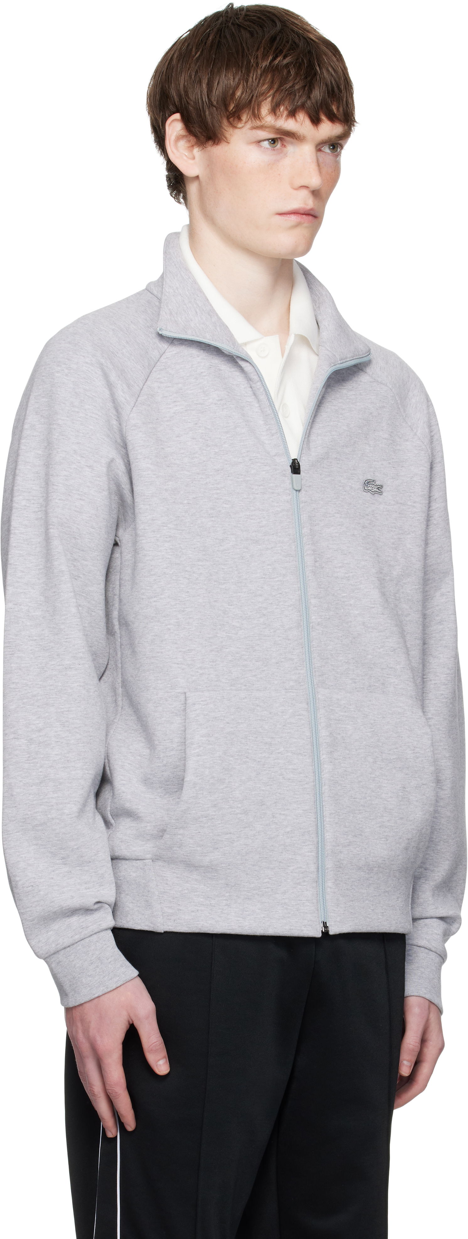 Mikina Lacoste Lacoste Double Faced Jersey Zip-Up Sweatshirt Šedá | SH9559_CCA, 1