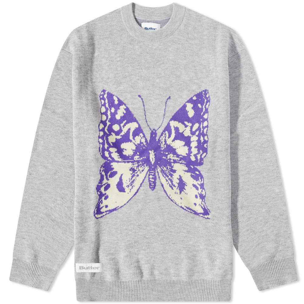 Sveter Butter Goods Butterfly Crew Knit Šedá | BGQ422D12602, 0