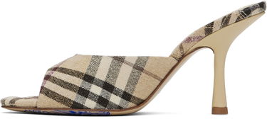Oblečenie Burberry Burberry Check Linen Blend Mews High Heel Mules Béžová | 8102491, 2
