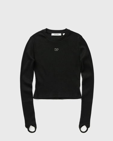 Crop Top DAILY PAPER Logo Rib Long Sleeve Top Čierna | 2423066, 0