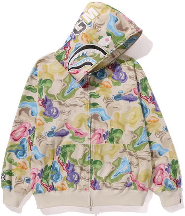 Mikina BAPE Art Camo Shark Full Zip Hoodie Zelené | 0ZXSWM115055L-MLT, 0