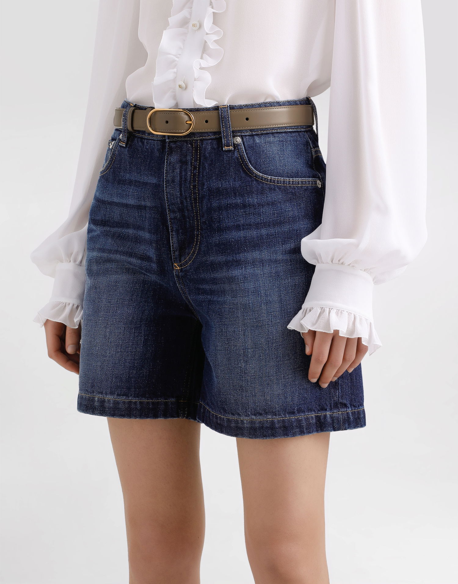 Opasok Dolce & Gabbana Dolce & Gabbana Calfskin Belt with Oval Buckle Béžová | BE1654A3G198I399, 1